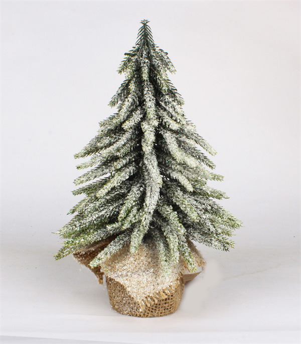 Christmas Decorations with Burlap Wooden Base Snow Finish .jpg